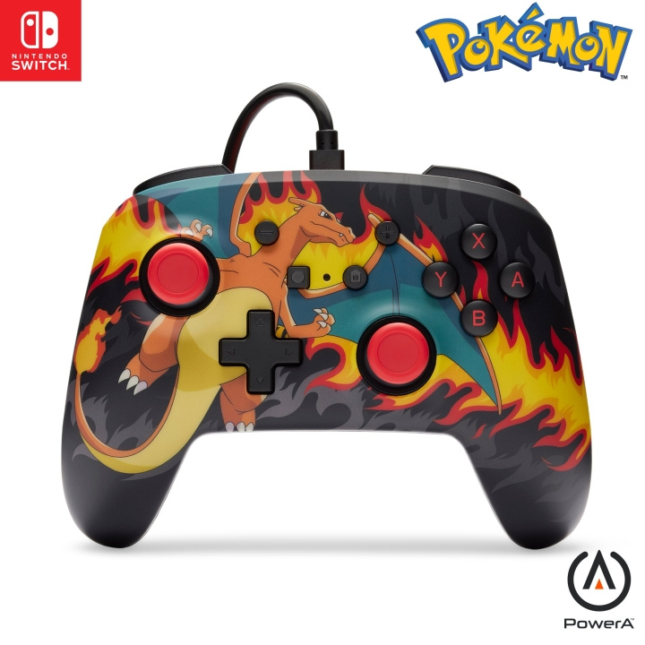 PowerA Parannettu langallinen ohjain - Charizard Firestorm (Nintendo Switch) ryhmässä KODINELEKTRONIIKKA / Pelikonsolit & Tarvikkeet / Nintendo Switch / Tarvikkeet @ TP E-commerce Nordic AB (D07085)