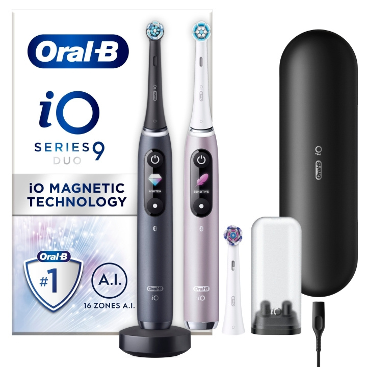 Oral B iO9 Duo Pack Musta Onyx & Rose Quartz sähköhammasharja ryhmässä KAUNEUS JA TERVEYS / Suunhoito / Sähköhammasharjat @ TP E-commerce Nordic AB (D07145)