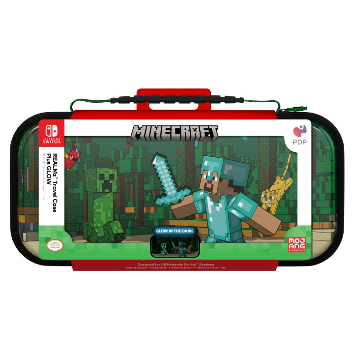 PDP Gaming Travel Case Plus GLOW - Minecraft Forest Battle -metsätaistelu ryhmässä KODINELEKTRONIIKKA / Pelikonsolit & Tarvikkeet / Nintendo Switch / Tarvikkeet @ TP E-commerce Nordic AB (D07653)