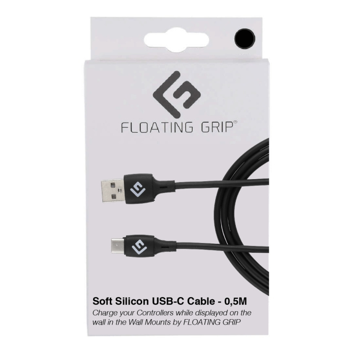 FLOATING GRIP 0,5M silikoni USB-C-kaapeli (musta) ryhmässä TIETOKOONET & TARVIKKEET / Kaapelit & Sovittimet / USB / USB-C @ TP E-commerce Nordic AB (D08485)