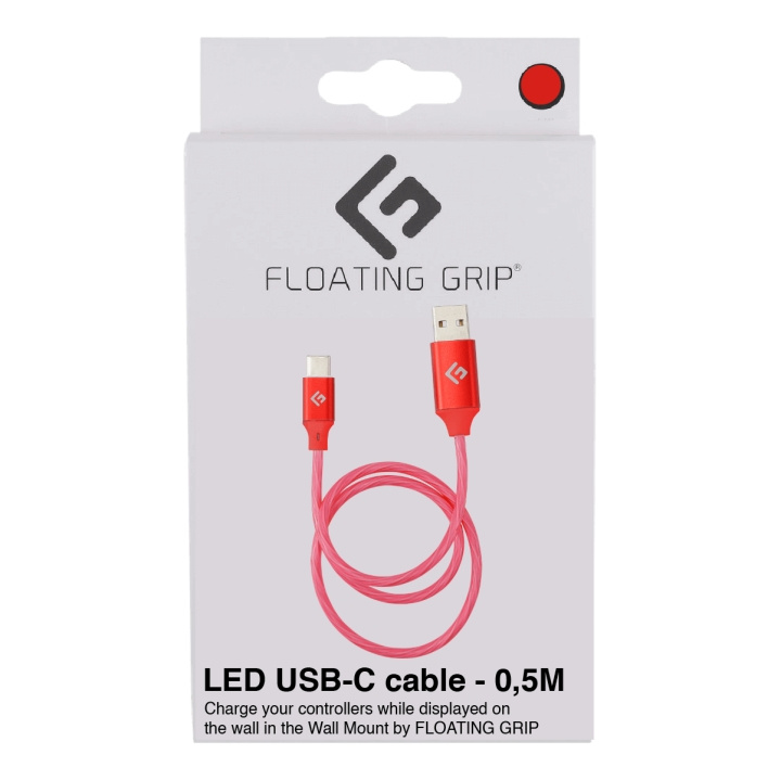 FLOATING GRIP 0,5M LED USB-C-kaapeli (punainen) ryhmässä TIETOKOONET & TARVIKKEET / Kaapelit & Sovittimet / USB / USB-C @ TP E-commerce Nordic AB (D08486)