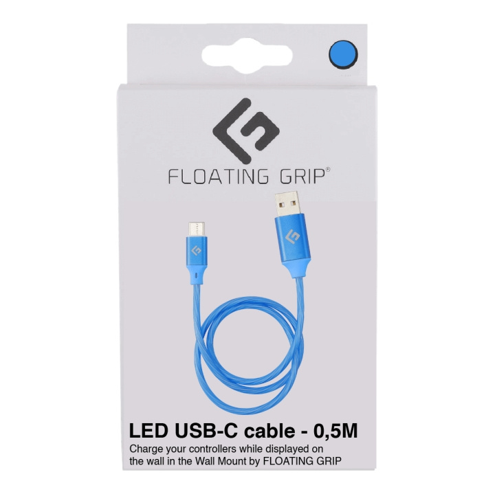 FLOATING GRIP 0,5M LED USB-C-kaapeli (sininen) ryhmässä TIETOKOONET & TARVIKKEET / Kaapelit & Sovittimet / USB / USB-C @ TP E-commerce Nordic AB (D08487)