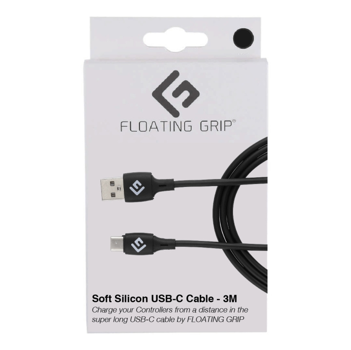 FLOATING GRIP 3M silikoni USB-C-kaapeli (musta) ryhmässä TIETOKOONET & TARVIKKEET / Kaapelit & Sovittimet / USB / USB-C @ TP E-commerce Nordic AB (D08500)