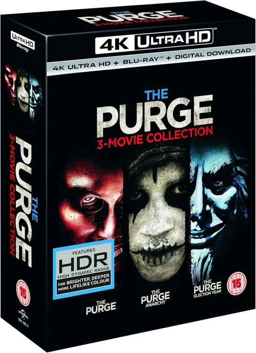 The Purge 1 to 3 4K Ultra HD + Blu-Ray ryhmässä KODINELEKTRONIIKKA / Ääni & Kuva / TV & Tarvikkeet / Elokuvat / Blu-ray @ TP E-commerce Nordic AB (D08561)