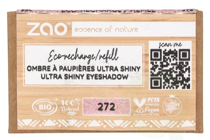 Zao Rectangle Shiny Eyeshadow - Refill 1.3 g #272 Rose Feeriqu ryhmässä KAUNEUS JA TERVEYS / Meikit / Silmät ja kulmat / Luomivärit @ TP E-commerce Nordic AB (D09351)