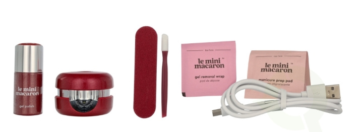 Le Mini Macaron Ruby Red! - Semi-Permanent Nail Polish Set 6 piece 3 in 1 Gel/Led Lamp/Nail File/Cuticle Pusher/10 Removal Pads/Degreasing Wipes ryhmässä KAUNEUS JA TERVEYS / Manikyyri/Pedikyyri / Kynsien hoito @ TP E-commerce Nordic AB (D09370)