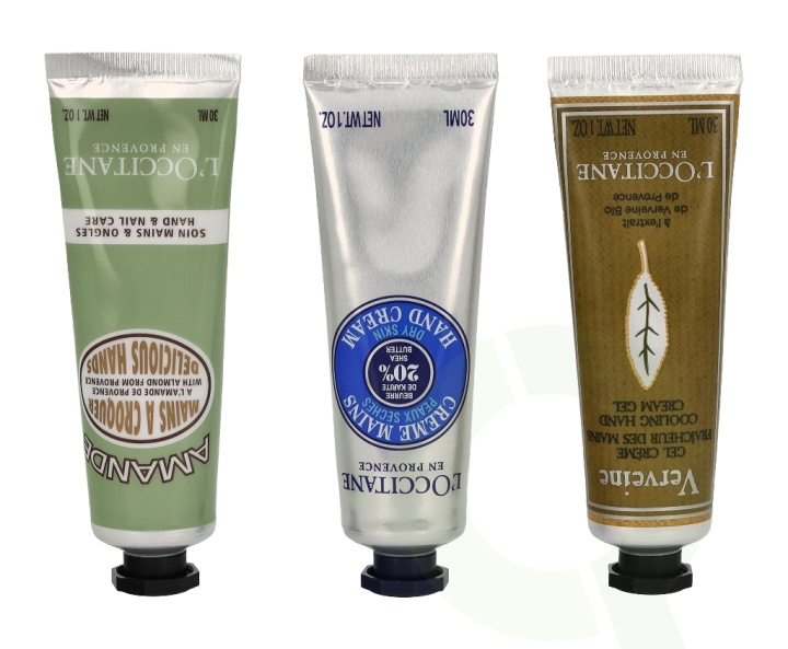 L\'Occitane Soft Hands Trio Set 90 ml Shea Hand Cream 30ml/Almond Hand Cream 30ml/Verbena Hand Cream 30ml ryhmässä KAUNEUS JA TERVEYS / Manikyyri/Pedikyyri / Käsirasva @ TP E-commerce Nordic AB (D09521)