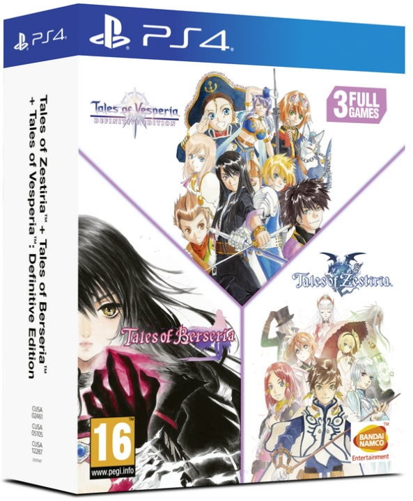 Tales of Vesperia + Tales of Berseria + Tales of Zestiria Compilation (PS4) ryhmässä KODINELEKTRONIIKKA / Pelikonsolit & Tarvikkeet / Sony PlayStation 4 / Peli @ TP E-commerce Nordic AB (D09914)