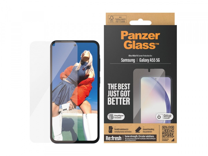 PanzerGlass Screen Protector to the Phone - ultra - wide fit w. EasyAligner ryhmässä ÄLYPUHELIMET JA TABLETIT / Puhelimen suojakotelo / Universal Suoja / Näytönsuoja @ TP E-commerce Nordic AB (D10132)