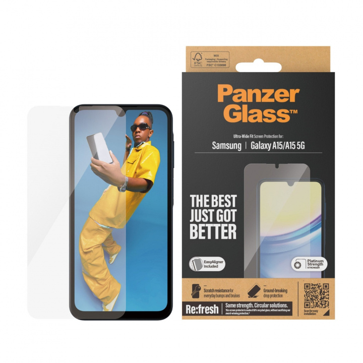 PanzerGlass Screen Protector Samsung Galaxy A15, Transparent ryhmässä ÄLYPUHELIMET JA TABLETIT / Puhelimen suojakotelo / Samsung @ TP E-commerce Nordic AB (D10148)