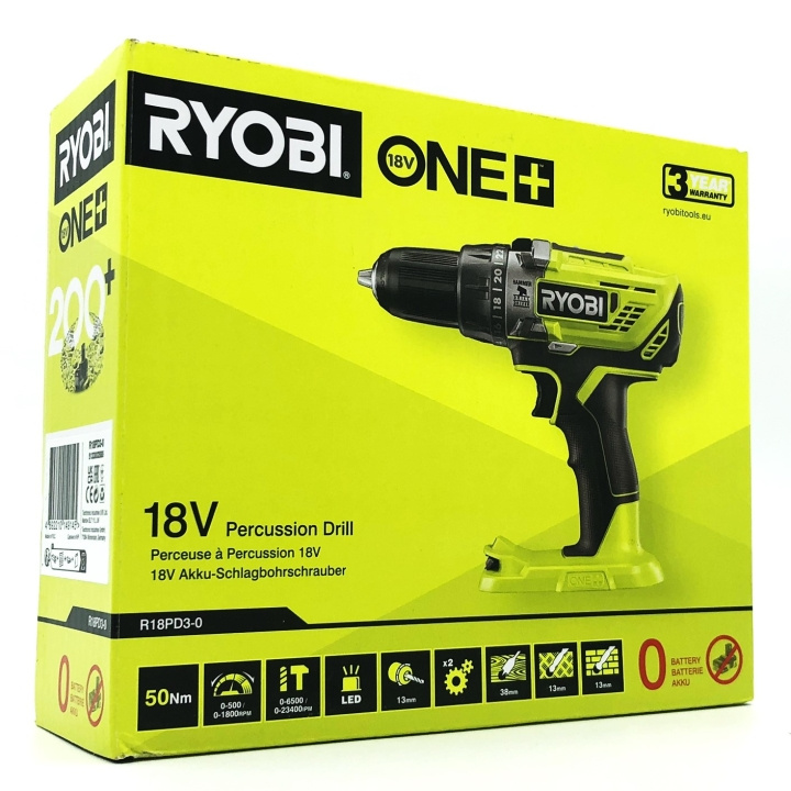 Ryobi One+ R18PD3-0 Hammer drill/screwdriver No battery 18V ryhmässä KOTI, TALOUS JA PUUTARHA / Työkalut & Tee itse / Ruuvimeisselit @ TP E-commerce Nordic AB (D10151)