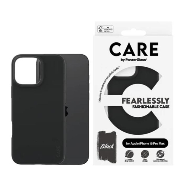 PanzerGlass CARE Fashionable Case for iPhone 16 Pro Max Black ryhmässä ÄLYPUHELIMET JA TABLETIT / Puhelimen suojakotelo / Apple / iPhone 16 @ TP E-commerce Nordic AB (D10253)