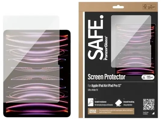 PanzerGlass SAFE Screen protectors Apple iPad Pro 13, iPad Air ULTRA-WIDE fit ryhmässä ÄLYPUHELIMET JA TABLETIT / Tabletin suojakotelo / Apple iPad @ TP E-commerce Nordic AB (D10281)