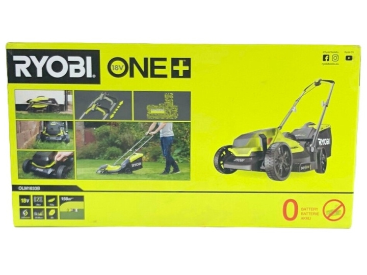 Ryobi One+ OLM1833B Lawn Mower Electric 33 cm Cutting Width ryhmässä KOTI, TALOUS JA PUUTARHA / Puutarhatuotteet / Puutarhatyökalut @ TP E-commerce Nordic AB (D10292)