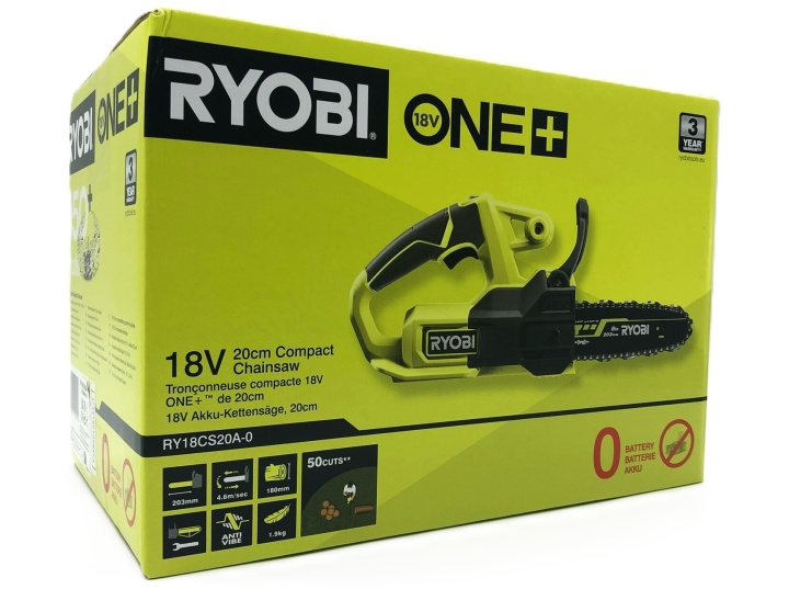 Ryobi ONE+ RY18CS20A-0 18V Chainsaw 20cm No battery ryhmässä KOTI, TALOUS JA PUUTARHA / Työkalut & Tee itse / Muut sähkötyökalut @ TP E-commerce Nordic AB (D10294)