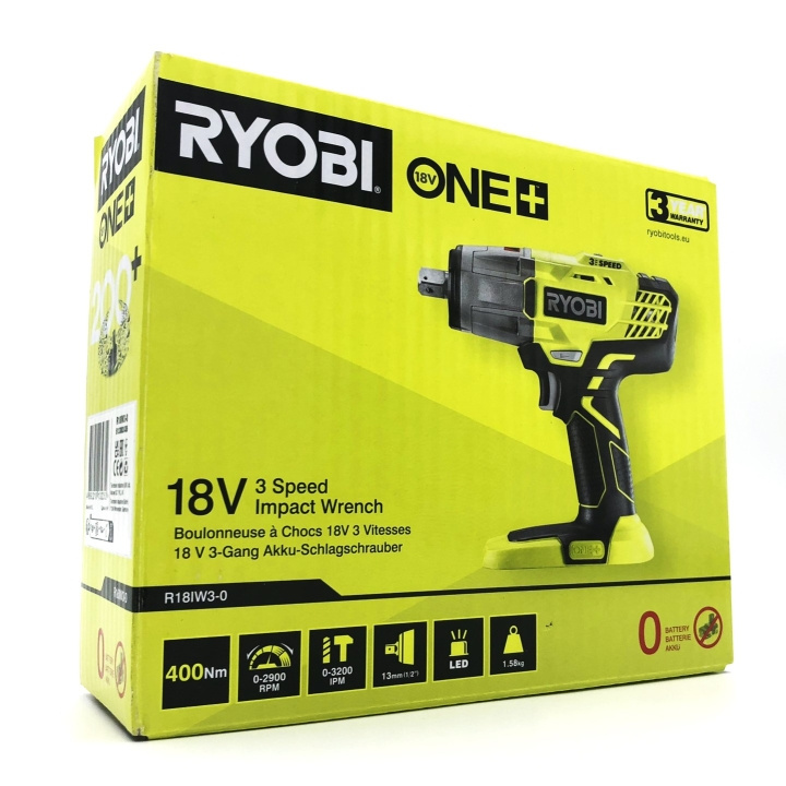 Ryobi One+ R18IW3-0 Impact wrench without battery 1/4 hex socket, 1/2 square drive ryhmässä KOTI, TALOUS JA PUUTARHA / Työkalut & Tee itse / Muut sähkötyökalut @ TP E-commerce Nordic AB (D10317)