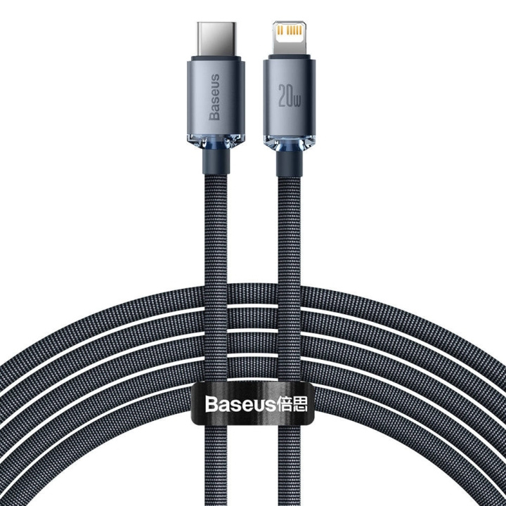 Baseus Crystal Shine USB-C til Lightning kabel 20W 2m Musta ryhmässä TIETOKOONET & TARVIKKEET / Kaapelit & Sovittimet / USB / USB-C @ TP E-commerce Nordic AB (D10364)