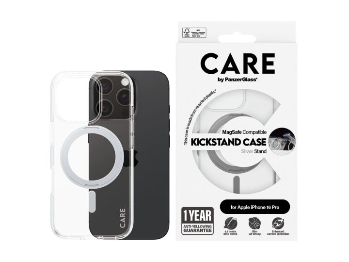 PanzerGlass CARE by PanzerGlass Protective Cover Silver Transparent ryhmässä ÄLYPUHELIMET JA TABLETIT / Puhelimen suojakotelo / Apple / iPhone 16 @ TP E-commerce Nordic AB (D10370)