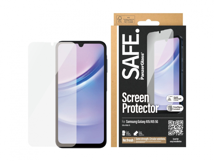 PanzerGlass SAFE. by PanzerGlass Screen Protector Samsung Galaxy A15, Transparent ryhmässä ÄLYPUHELIMET JA TABLETIT / Puhelimen suojakotelo / Samsung @ TP E-commerce Nordic AB (D10403)