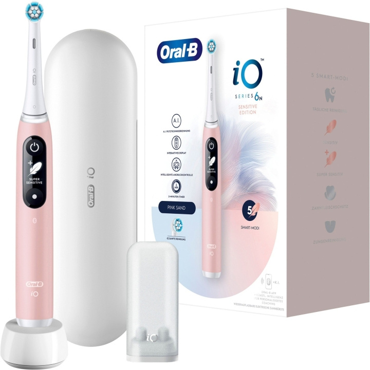 Oral B iO Series 6 Pink Sand + Etui ryhmässä KAUNEUS JA TERVEYS / Suunhoito / Sähköhammasharjat @ TP E-commerce Nordic AB (D10472)