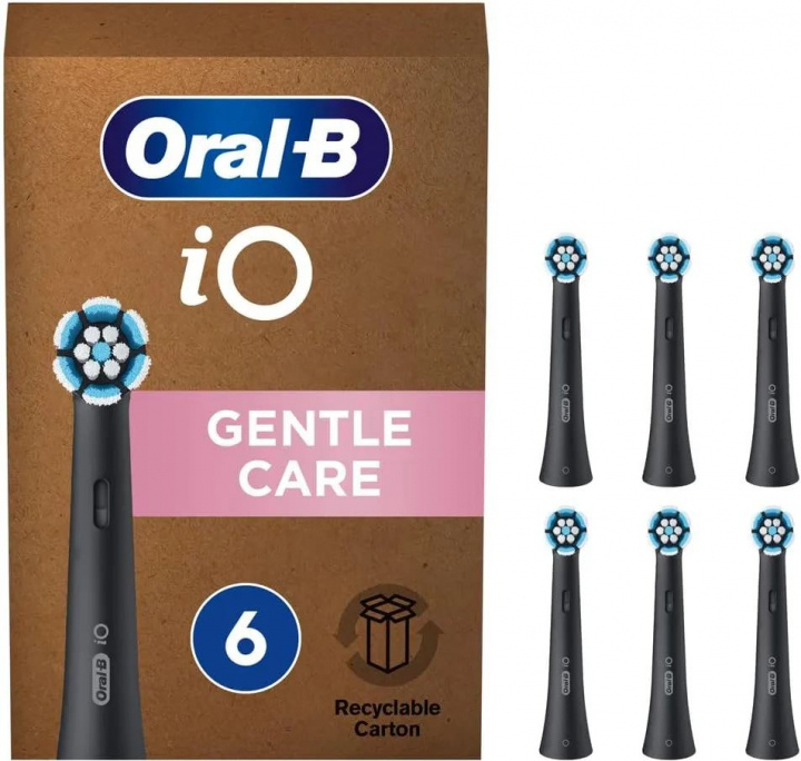 Oral B iO Gentle Care 6-Pack Black ryhmässä KAUNEUS JA TERVEYS / Meikit / Tarvikkeet & Meikkisetit / Harjat & Pensselit @ TP E-commerce Nordic AB (D10479)