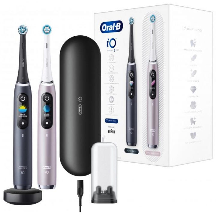 Oral-B iO Series 9S Duo Pack Electric Toothbrushes, Black and Rosé ryhmässä KAUNEUS JA TERVEYS / Suunhoito / Sähköhammasharjat @ TP E-commerce Nordic AB (D10496)