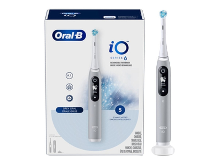 Oral B iO Series 6 Electric toothbrush, Opal grey ryhmässä KAUNEUS JA TERVEYS / Suunhoito / Sähköhammasharjat @ TP E-commerce Nordic AB (D10508)