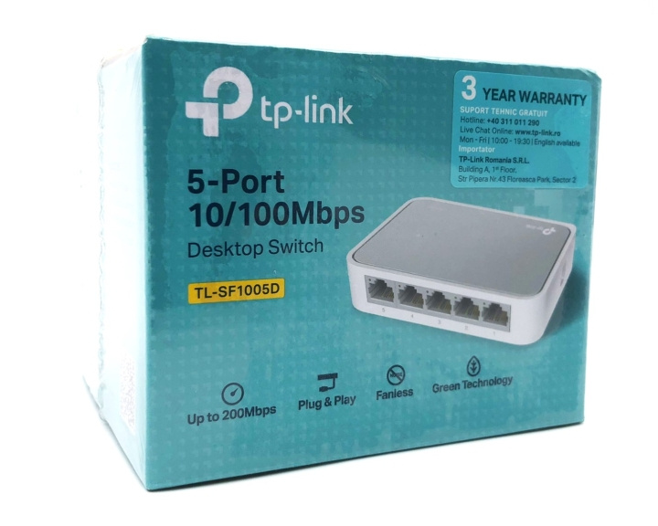 TP-Link TL-SF1005D Mbps Desktop Switch 5-ports 10/100 ryhmässä TIETOKOONET & TARVIKKEET / Verkko / Kytkimet @ TP E-commerce Nordic AB (D10516)