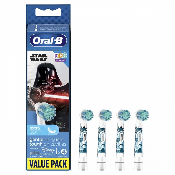 Braun Oral-B Kids Star Wars, 4 pcs. Extra toothbrush head ryhmässä KAUNEUS JA TERVEYS / Suunhoito / Sähköhammasharjat Tarvikkeet @ TP E-commerce Nordic AB (D10526)