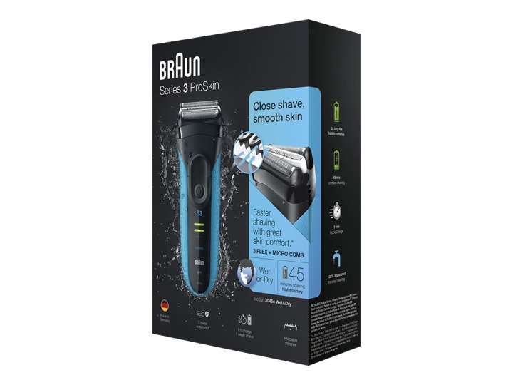 Braun Series 3 3045s ProSkin Shaver ryhmässä KAUNEUS JA TERVEYS / Hiukset &Stailaus / Sheivaus ja trimmaus / Parranajokoneet @ TP E-commerce Nordic AB (D10568)