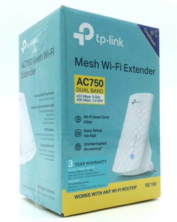 TP-Link RE190 WiFi Range Extender Extern ryhmässä TIETOKOONET & TARVIKKEET / Verkko / Wifi-vahvistimet @ TP E-commerce Nordic AB (D10642)