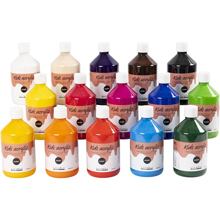 Creative Toys A-Color - Akryylimaali - kiiltävä - 15 x 500ml (32000) ryhmässä URHEILU, VAPAA-AIKA JA HARRASTUS / Harrastus / Maalaa ja piirrä / Taiteilijavärit / Akryyli @ TP E-commerce Nordic AB (D10884)