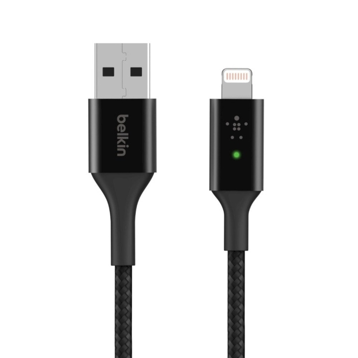 Belkin Smart LED USB-A Lightning-kaapeli, musta ryhmässä ÄLYPUHELIMET JA TABLETIT / Laturit & Kaapelit / Kaapelit / Lightning kaapelit @ TP E-commerce Nordic AB (D11256)