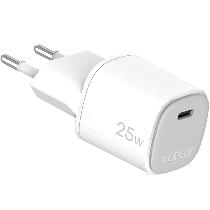 Celly USB-laddare GaN 1 x USB-C PD 25W ryhmässä ÄLYPUHELIMET JA TABLETIT / Laturit & Kaapelit / Seinälaturi / Seinälaturi Type C @ TP E-commerce Nordic AB (D11519)