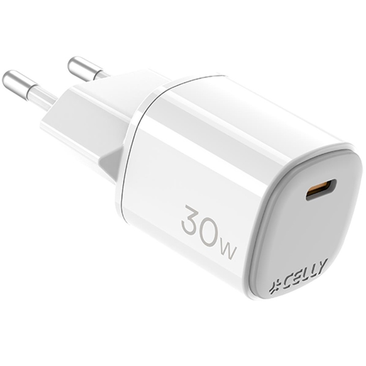 Celly USB-laddare GaN 1 x USB-C PD 30W ryhmässä ÄLYPUHELIMET JA TABLETIT / Laturit & Kaapelit / Seinälaturi / Seinälaturi Type C @ TP E-commerce Nordic AB (D11521)