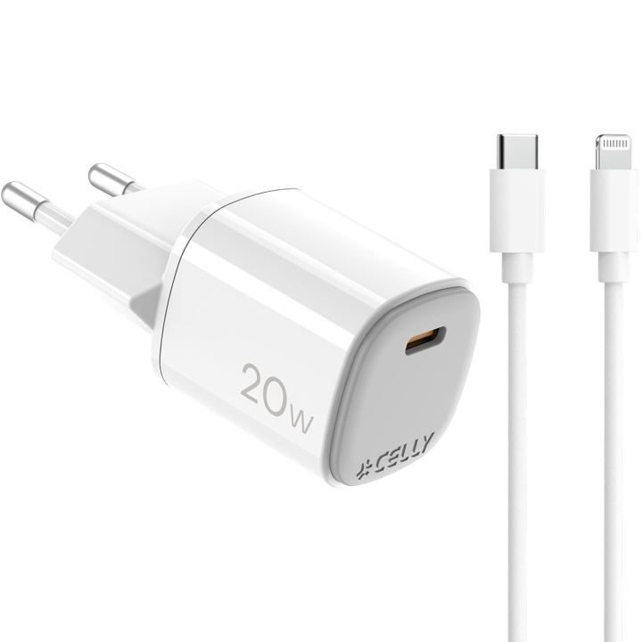 Celly USB-laddare GaN 1 x USB-C PD 20W + Lightning-kabel ryhmässä ÄLYPUHELIMET JA TABLETIT / Laturit & Kaapelit / Seinälaturi / Seinälaturi Type C @ TP E-commerce Nordic AB (D11525)