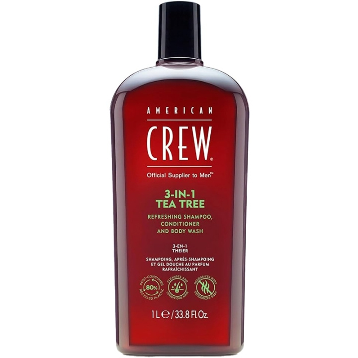 American Crew 3-in-1 Tea Tree 1000ml ryhmässä KAUNEUS JA TERVEYS / Hiukset &Stailaus / Hiustenhoito / Shampoo @ TP E-commerce Nordic AB (D11559)