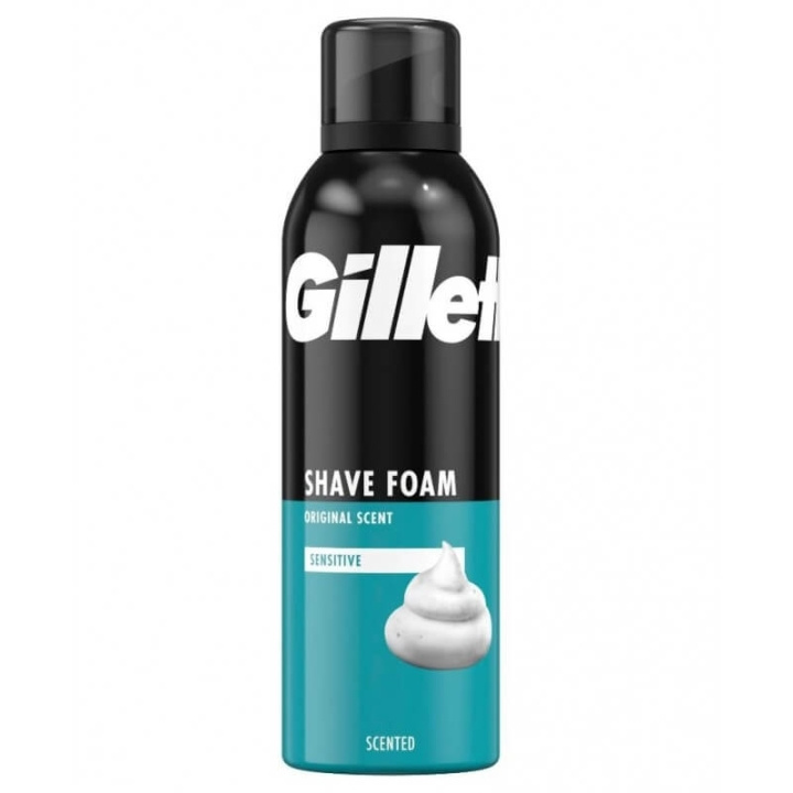 Gillette Sensitive Shave Foam 200ml ryhmässä KAUNEUS JA TERVEYS / Hiukset &Stailaus / Sheivaus ja trimmaus / Partahöylät & Tarvikkeet @ TP E-commerce Nordic AB (D11607)