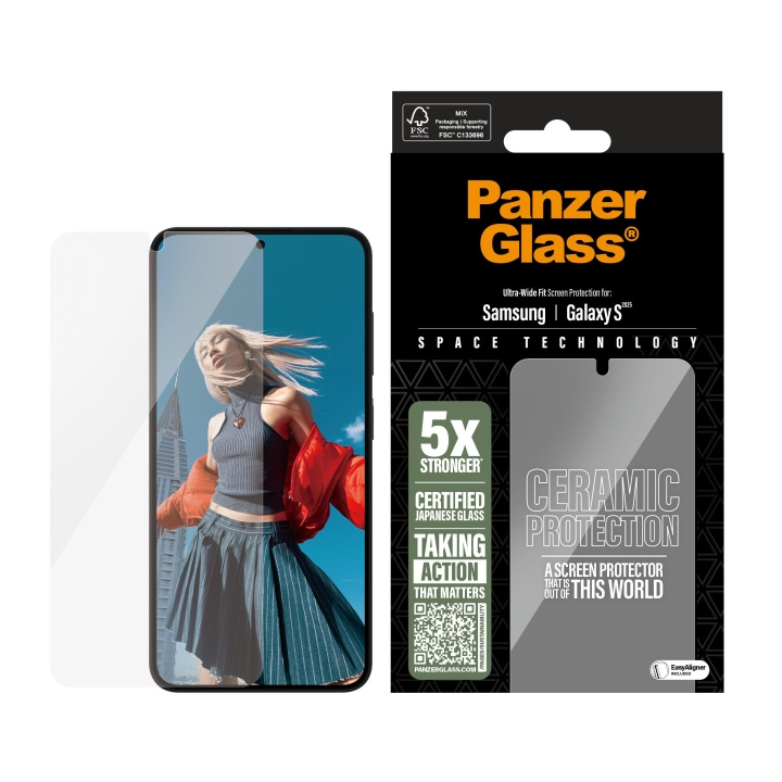 PanzerGlass Keraaminen suojakalvo Samsung Galaxy S25 - erittäin laaja istuvuus ryhmässä ÄLYPUHELIMET JA TABLETIT / Puhelimen suojakotelo / Samsung @ TP E-commerce Nordic AB (D12457)