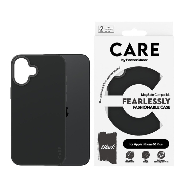 CARE by PanzerGlass - Kotelo - Musta - MagSafe - iPhone 16 Plus ryhmässä ÄLYPUHELIMET JA TABLETIT / Puhelimen suojakotelo / Apple / iPhone 16 @ TP E-commerce Nordic AB (D12567)