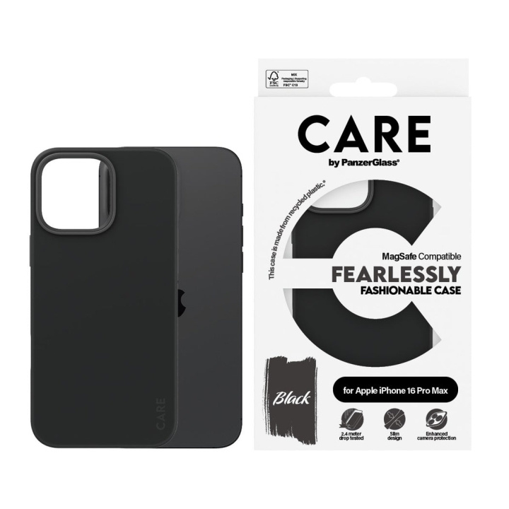 CARE by PanzerGlass - Kotelo - Musta ja MagSafe - iPhone 16 Pro Max puhelimelle ryhmässä ÄLYPUHELIMET JA TABLETIT / Puhelimen suojakotelo / Apple / iPhone 16 @ TP E-commerce Nordic AB (D12573)