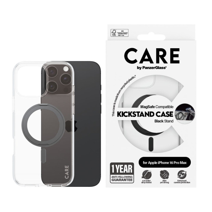 CARE by PanzerGlass - Kotelo - läpinäkyvä ja musta MagSafe - iPhone 16 Pro Max puhelimelle ryhmässä ÄLYPUHELIMET JA TABLETIT / Puhelimen suojakotelo / Apple / iPhone 16 @ TP E-commerce Nordic AB (D12574)