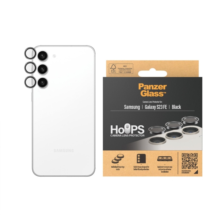 PanzerGlass Hoops - Kameran linssisuojus - Samsung Galaxy S23 FE - Musta ryhmässä ÄLYPUHELIMET JA TABLETIT / Puhelimen suojakotelo / Samsung @ TP E-commerce Nordic AB (D12586)