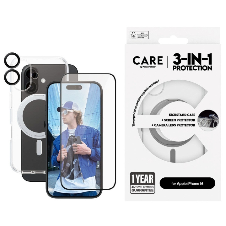 CARE by PanzerGlass - 3-in-1 keraaminen paketti - iPhone 16 ryhmässä ÄLYPUHELIMET JA TABLETIT / Puhelimen suojakotelo / Apple / iPhone 16 @ TP E-commerce Nordic AB (D12604)