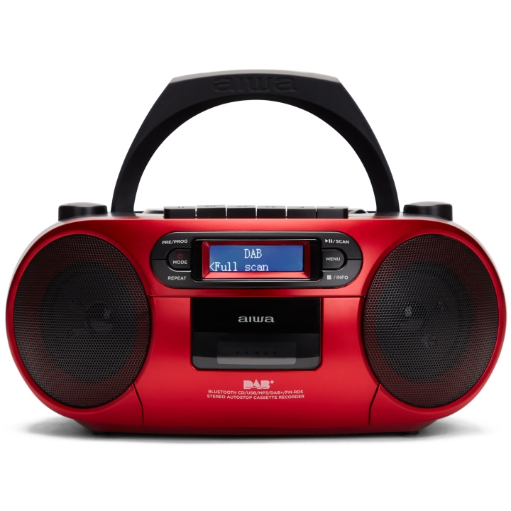 AIWA Radio med CD-spelare, Kassettband och Bluetooth Röd ryhmässä KODINELEKTRONIIKKA / Ääni & Kuva / Kotiteatteri, HiFi ja kannettavat / Kannettavat musiikkisoittimet / CD-sottimet @ TP E-commerce Nordic AB (D13566)