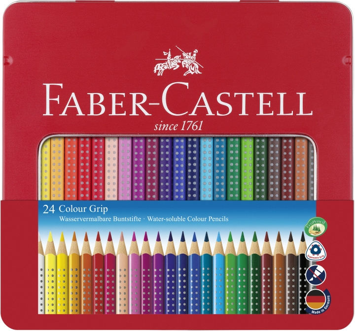 Faber-Castell Värikynä Colour Grip -purkki 24 kpl (112423) ryhmässä URHEILU, VAPAA-AIKA JA HARRASTUS / Harrastus / Maalaa ja piirrä / Kynät, liidut ja tussit @ TP E-commerce Nordic AB (D13664)