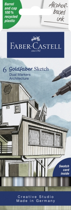 Faber-Castell Sketch Marker Gofa 6ct set Architect (164807) ryhmässä URHEILU, VAPAA-AIKA JA HARRASTUS / Harrastus / Maalaa ja piirrä / Kynät, liidut ja tussit @ TP E-commerce Nordic AB (D13733)