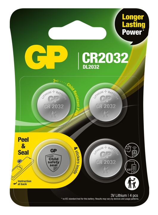 GP Litiumparisto CR2032, 3V, turvasinetti, 4-pack, 4 kpl ryhmässä KODINELEKTRONIIKKA / Paristot & Laturit / Akut / Nappiparistot @ TP E-commerce Nordic AB (D13747)