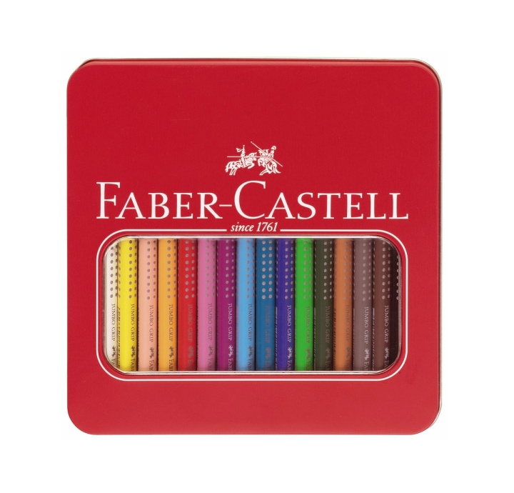 Faber-Castell Jumbo Grip värikynät Tin - 16 kpl (110916) ryhmässä URHEILU, VAPAA-AIKA JA HARRASTUS / Harrastus / Maalaa ja piirrä / Kynät, liidut ja tussit @ TP E-commerce Nordic AB (D13750)