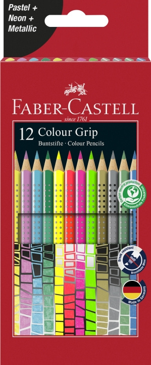 Faber-Castell 12 värikynä Colour Grip Special Pastel-Neon Box (201569) ryhmässä URHEILU, VAPAA-AIKA JA HARRASTUS / Harrastus / Maalaa ja piirrä / Kynät, liidut ja tussit @ TP E-commerce Nordic AB (D13752)